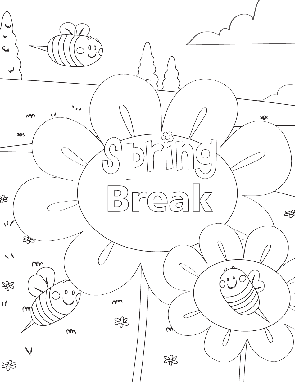 Spring break coloring page download printable pdf