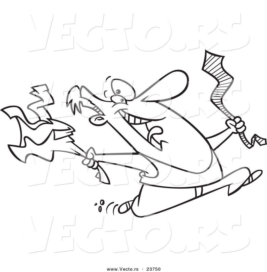 R of a cartoon happy man ripping off his business clothes for spring break