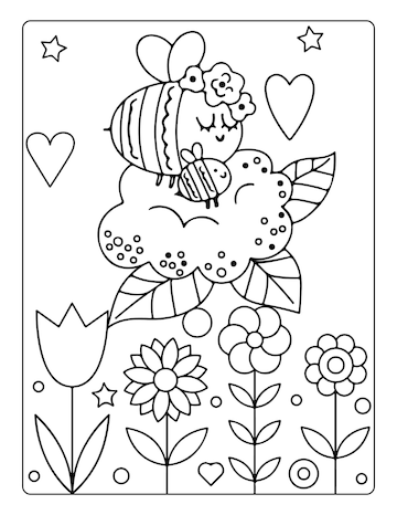 Premium vector mothers day coloring pages for children with cute animals holiday black and white activity worksheet