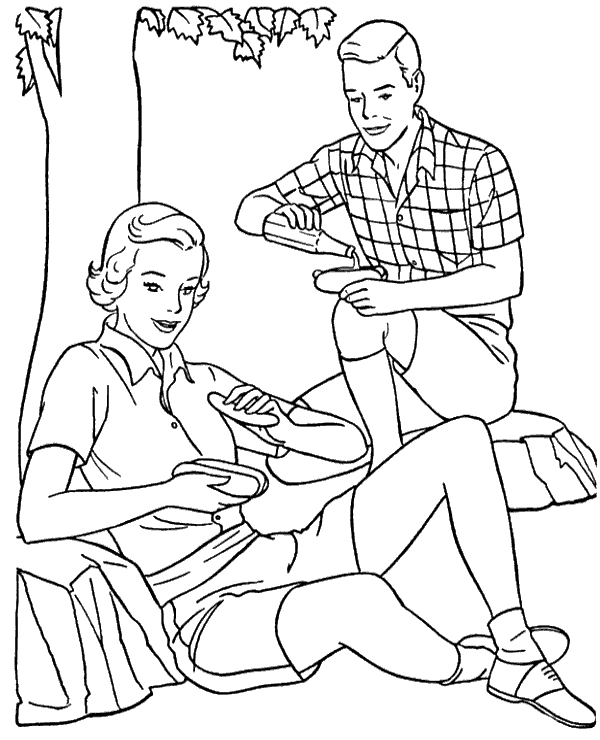 Print picnic coloring sheet page