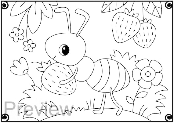 Bugs coloring pages insects printable coloring sheets spring activities for kids pdf instant download