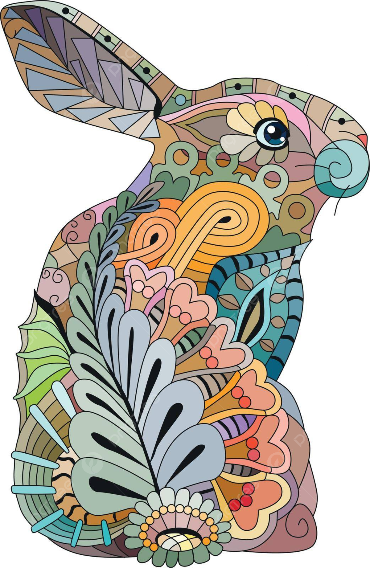 Spring rabbit coloring page for decoration book vector pet vector book vector pet png and vector with transparent background for free download