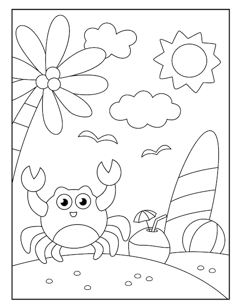 Premium vector crab coloring pages for kids