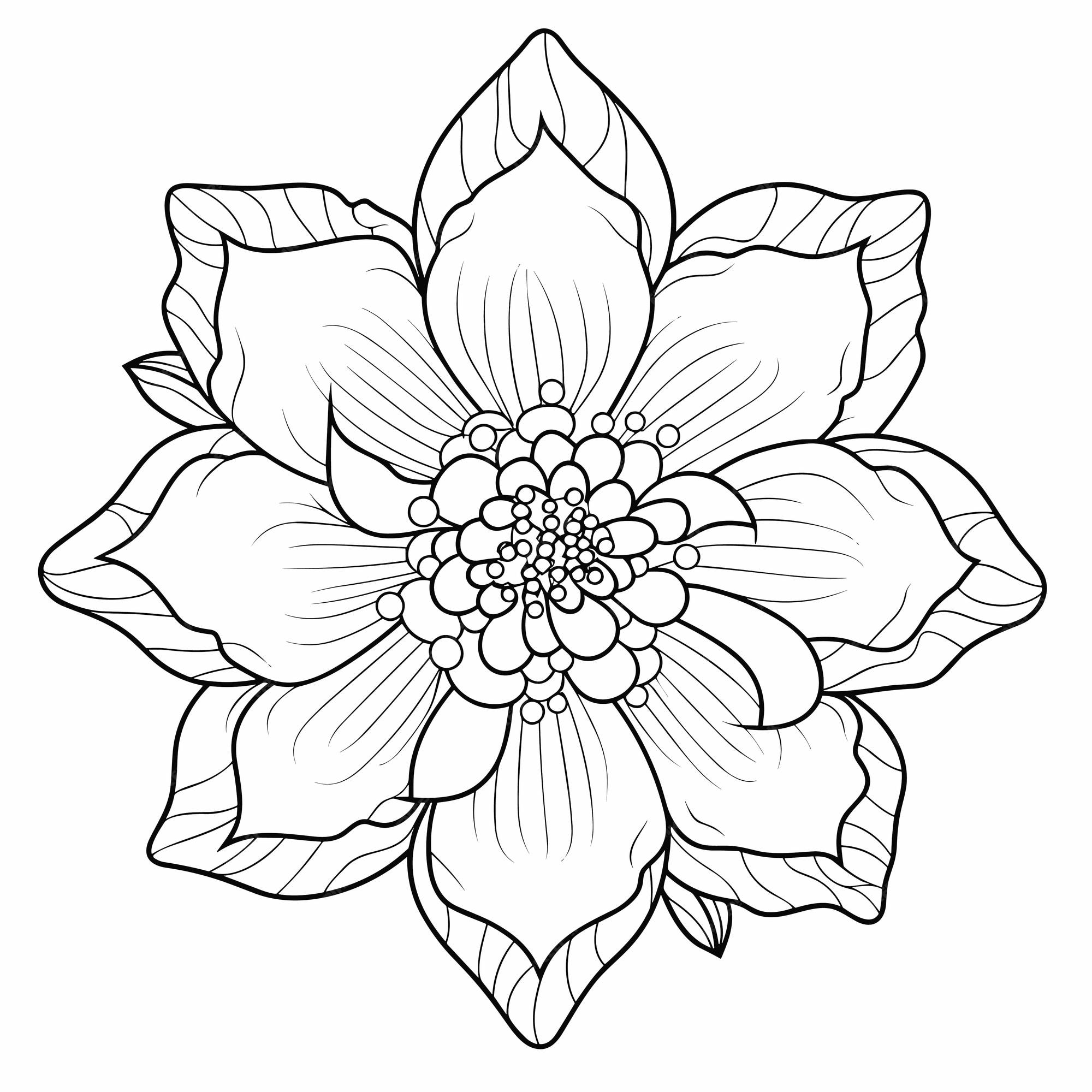 Premium vector cute flowers printable coloring page spring floral isolated on white background
