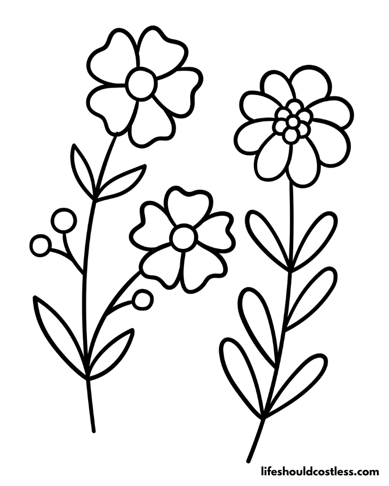Spring flowers color pages free printable pdf templates