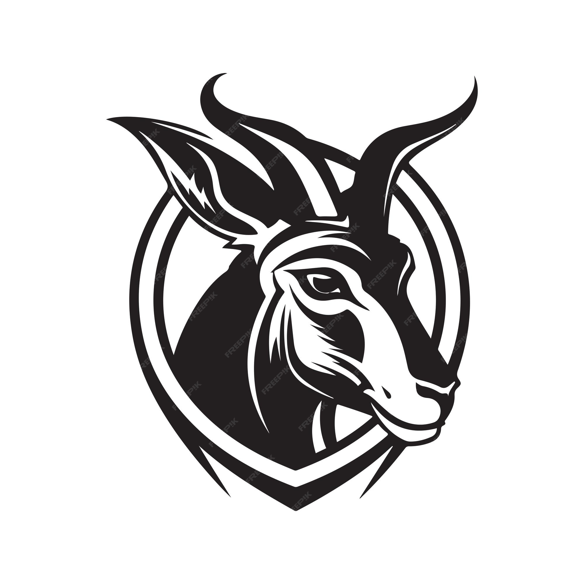 Premium vector springbok mascot vintage logo line art concept black and white color hand drawn illustration