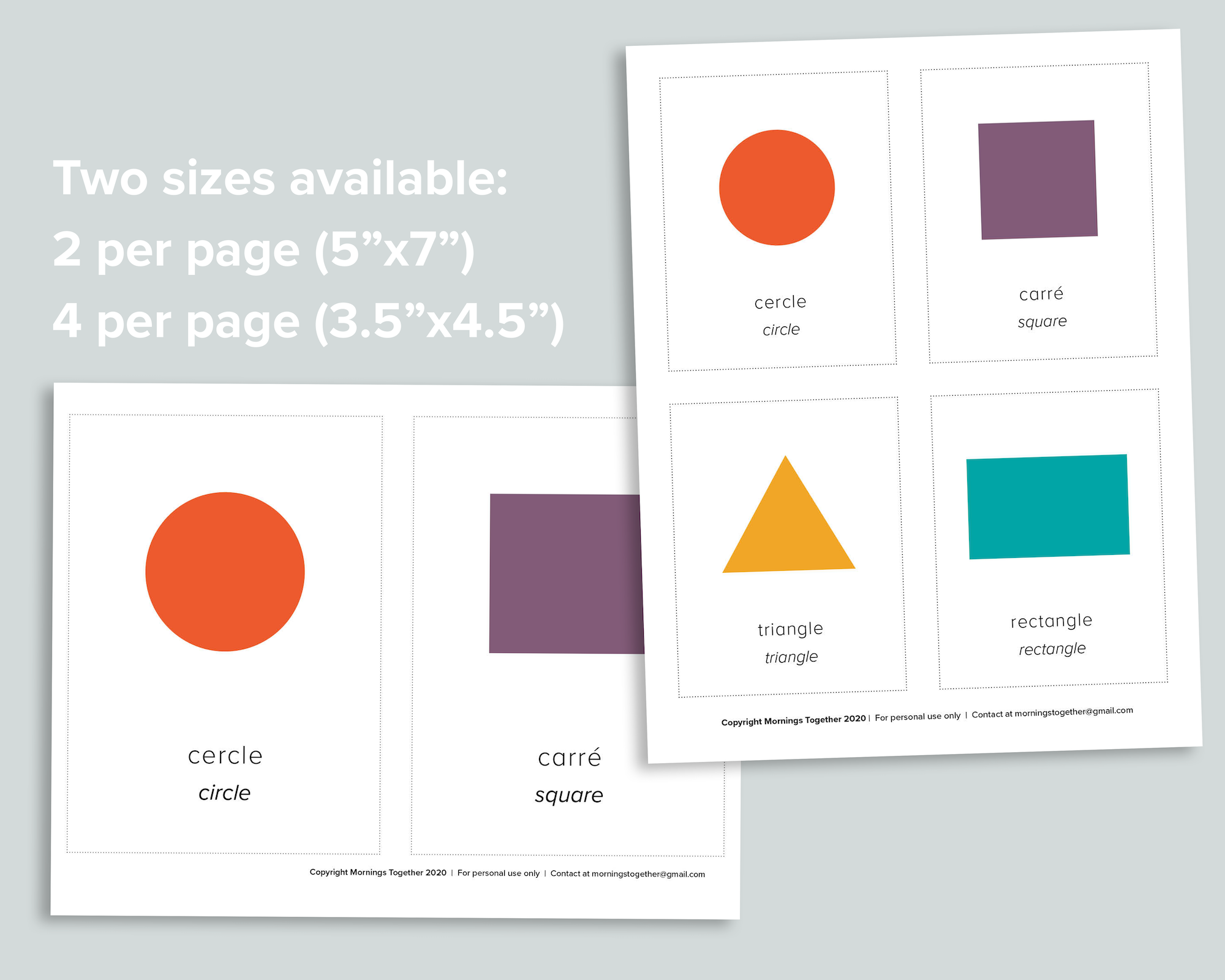 Shapes flashcards french â mornings together