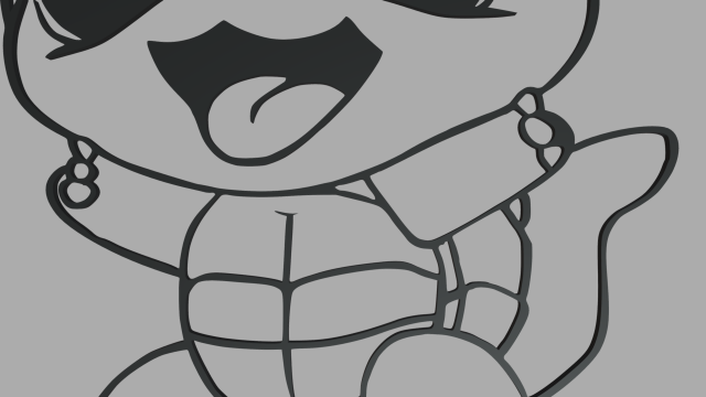 Squirtle wall silhouette d print model in other