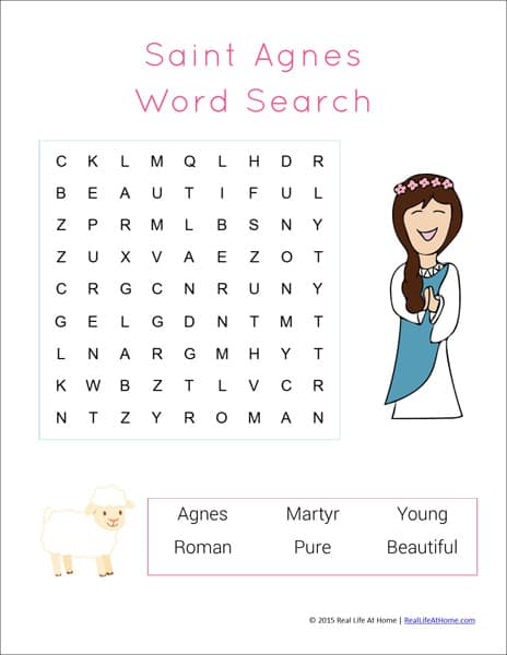 Saint agnes printables and worksheet packet for catholic children
