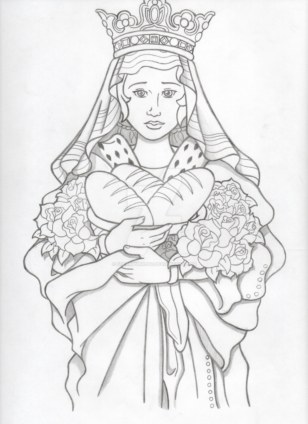 Saint elizabeth of hungary sketch by steampunkj on