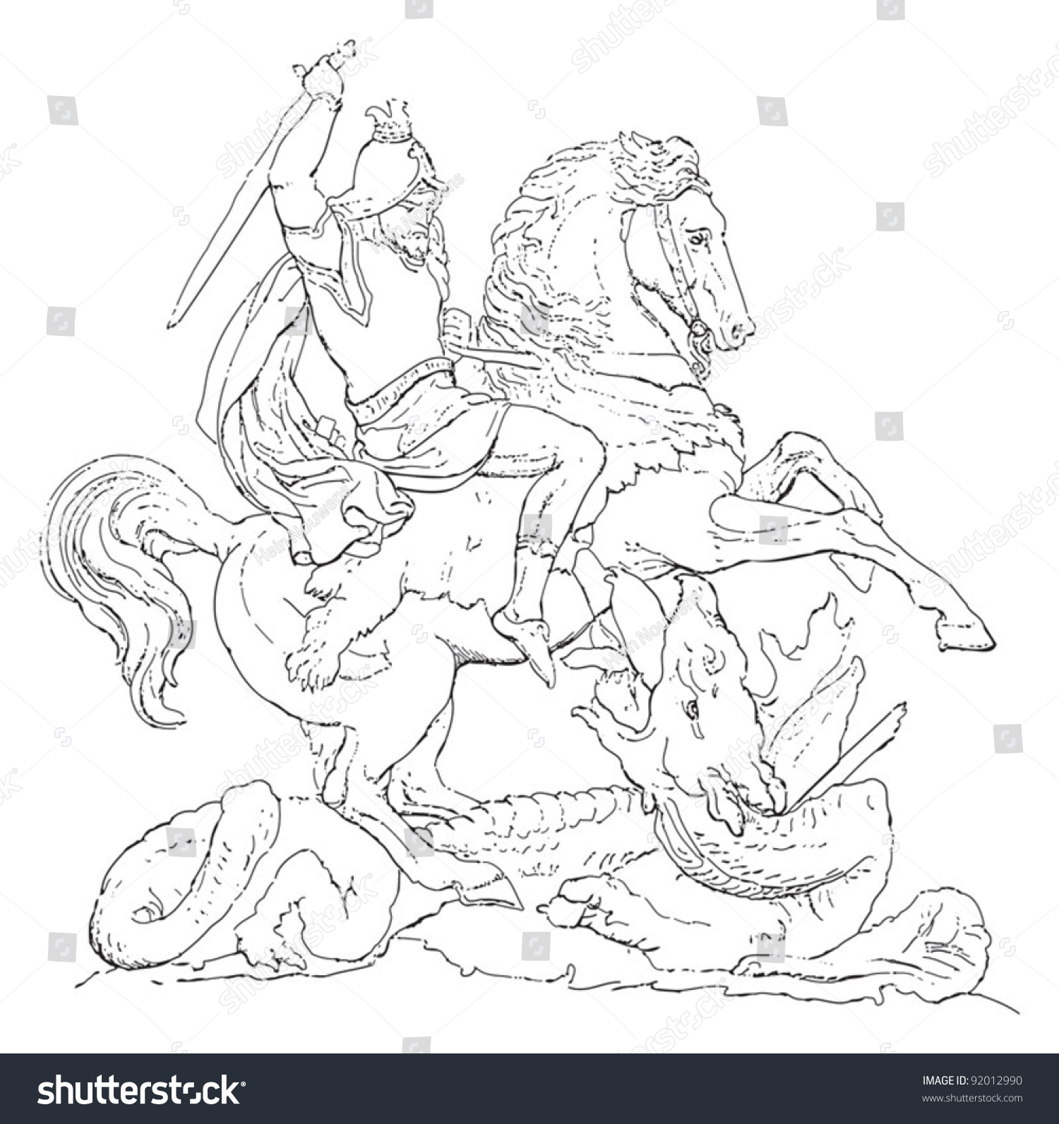 Saint george dragon sculpture by anton stock vector royalty free