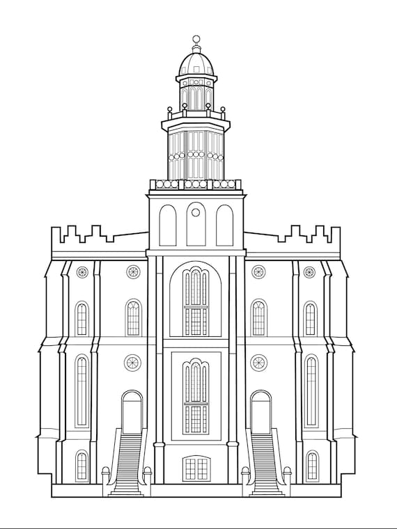 Digital st george temple vector digital glowforge lds temple clipart
