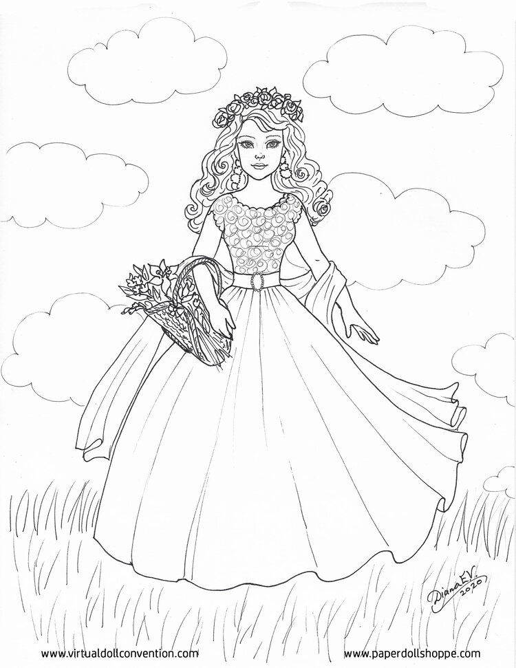 Grace santa lucia coloring page by diana vining free digital download â virtual doll convention