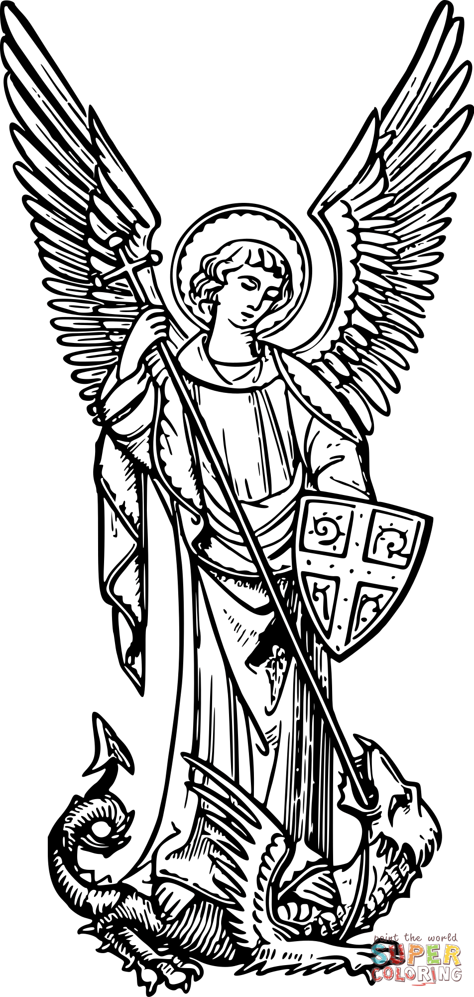Vintage st michael coloring page free printable coloring pages