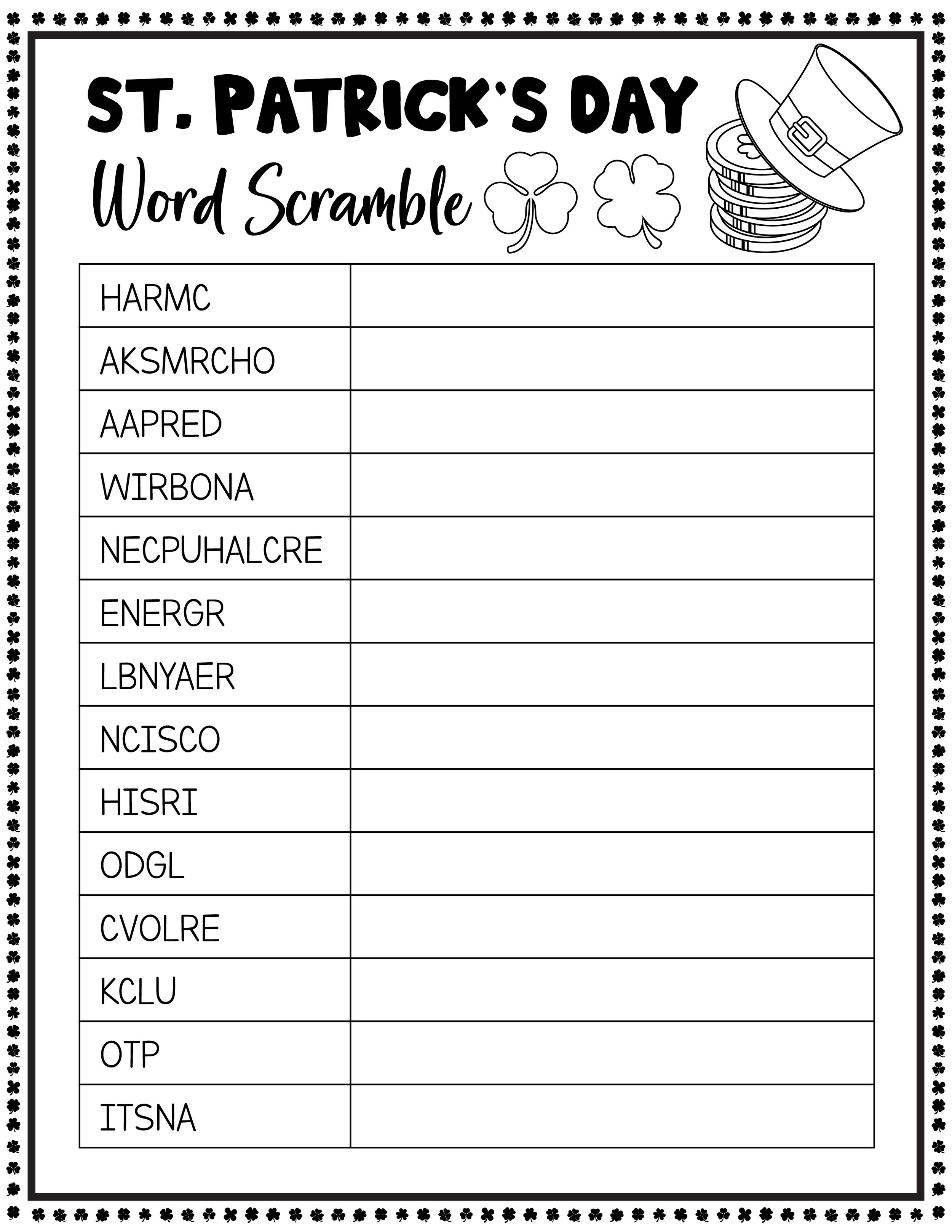 St patricks day activity printable set free â