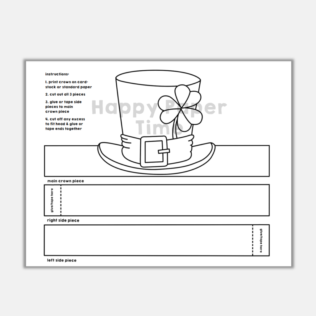 Leprechaun paper hat printable coloring st patricks day craft activity made by teachers