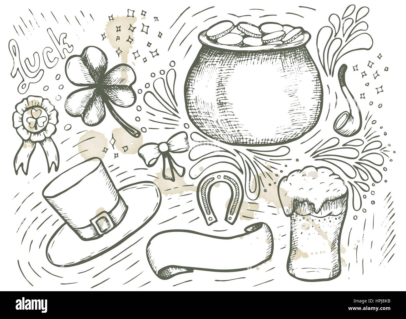 St patricks day elements cut out stock images pictures