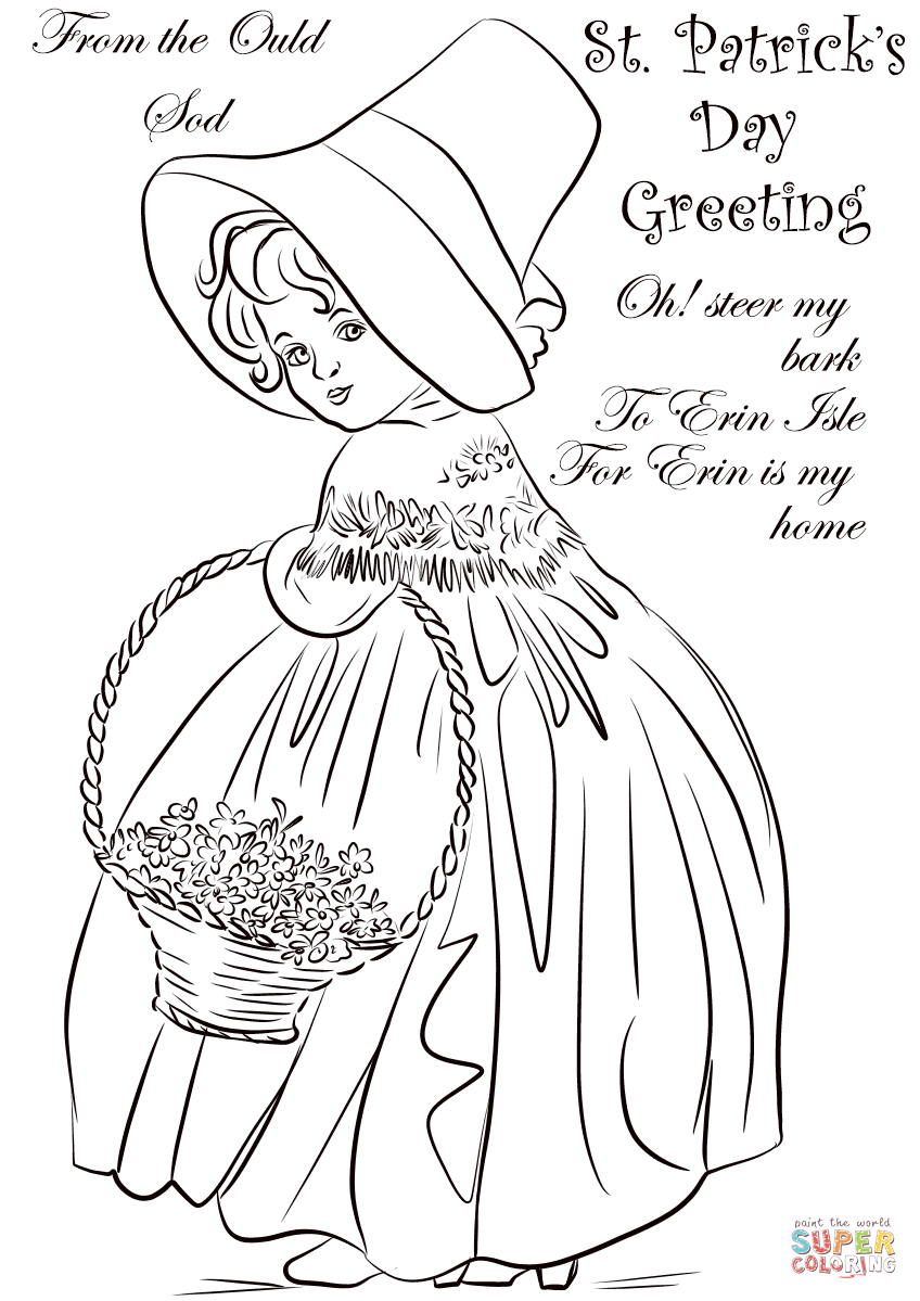 St patricks day vintage greeting card coloring page free printable coloring pages
