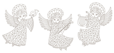Angels coloring page cliparts stock vector and royalty free angels coloring page illustrations