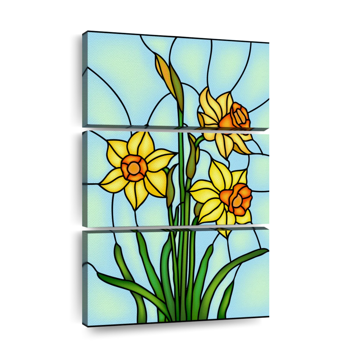 Stained glass window daffodils art canvas prints frames posters