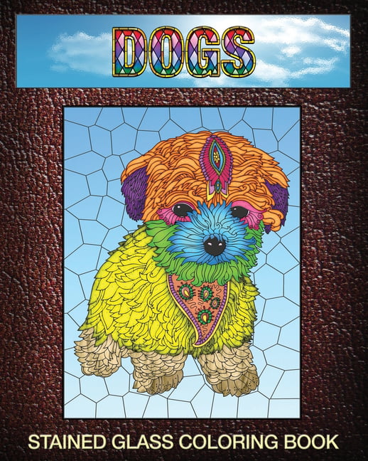 Stain glass coloring books for seniors dogs stained glass coloring book simple dog stain glass windows for seniors series paperback