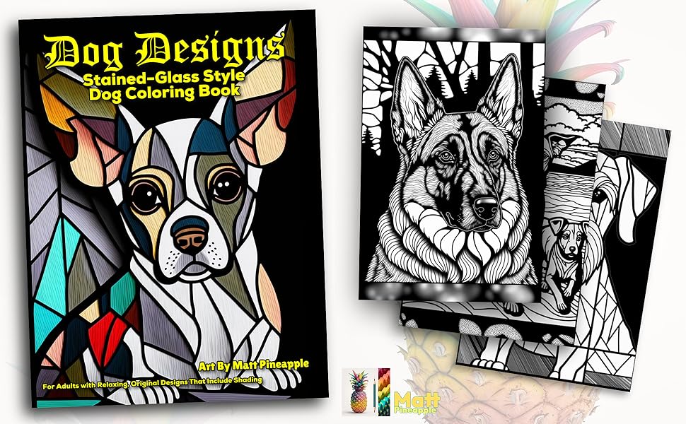 Dog designs stained