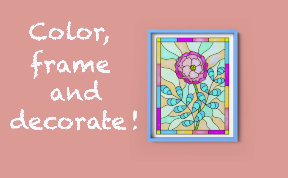 Stained glass coloring book for adults large print designs with flowers birds butterflies patterns and window motifs for relaxation and stress relieving dean ora books