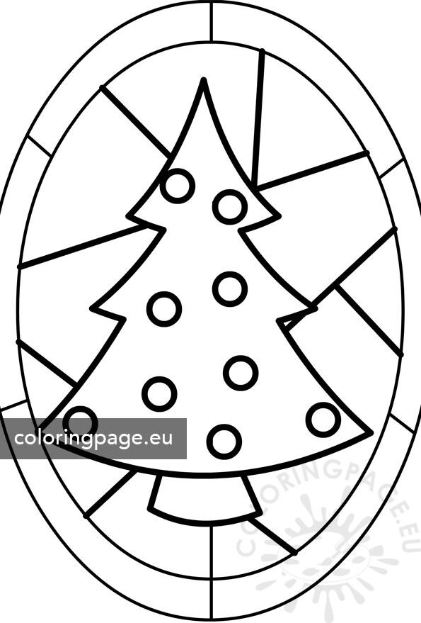 Stained glass christmas tree coloring page