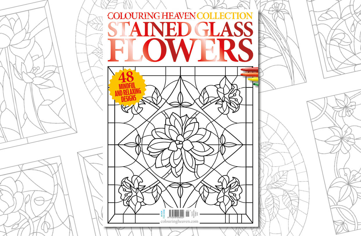 New issue colouring heaven collection stained glass flowers colouring heaven