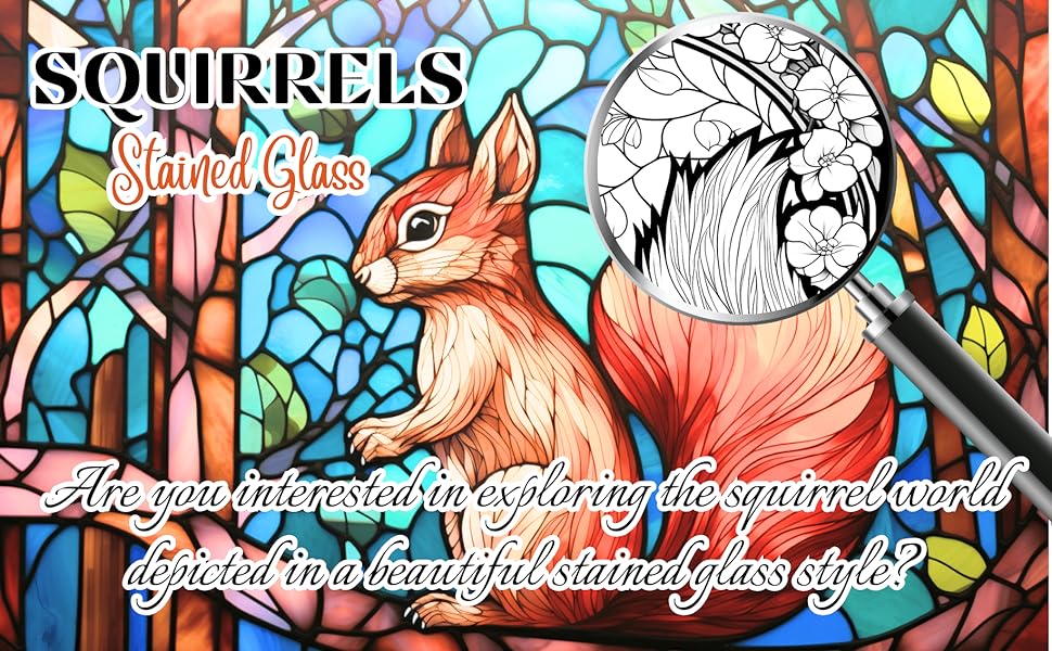 Stained glass squirrels coloring book coloring pages for adults for relaxation and stress relief wacko suzy letinson books