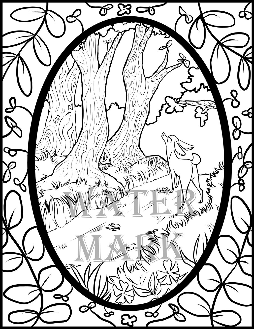 Forest path coloring page by therushingwolf on