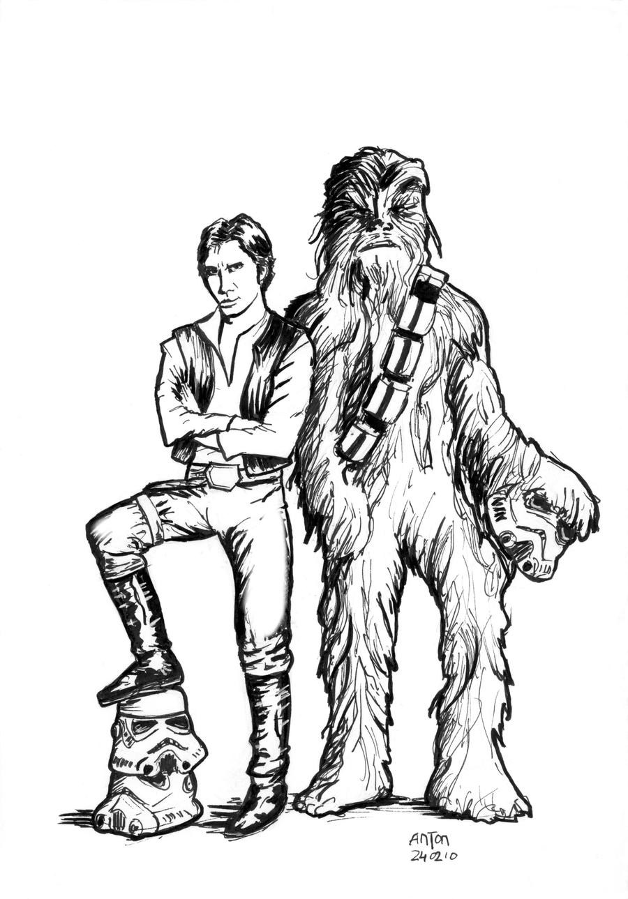 Han and chewie coloring page by antonvandort on