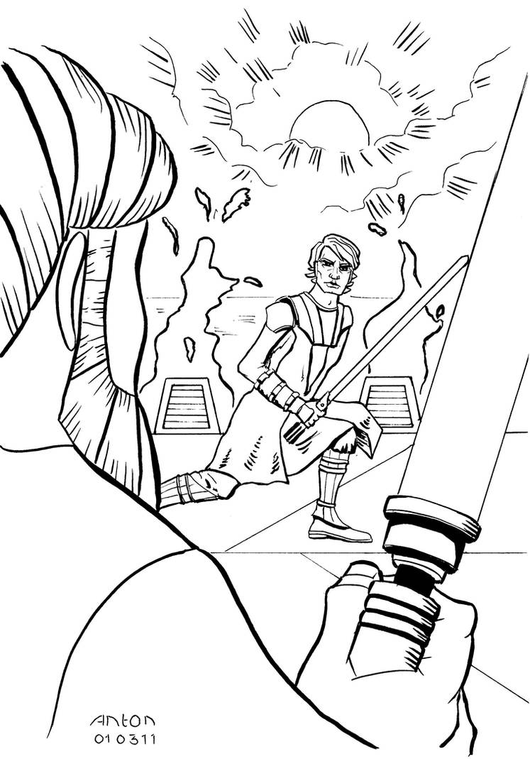 Anakin and obi wan on mustafar by antonvandort on
