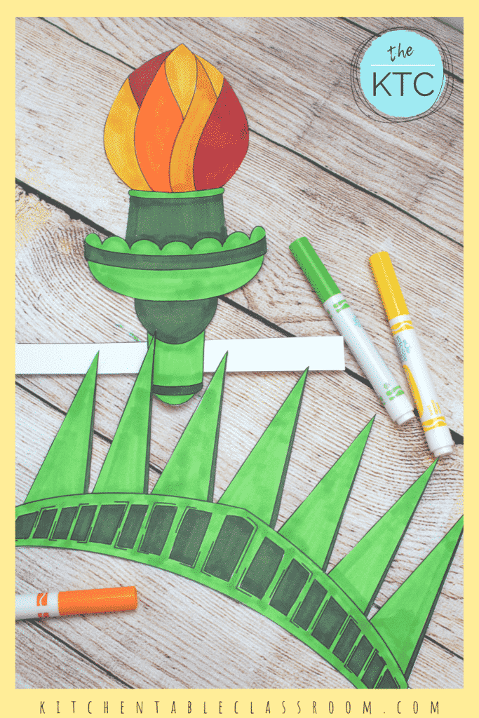 Statue of liberty printable crown and torch