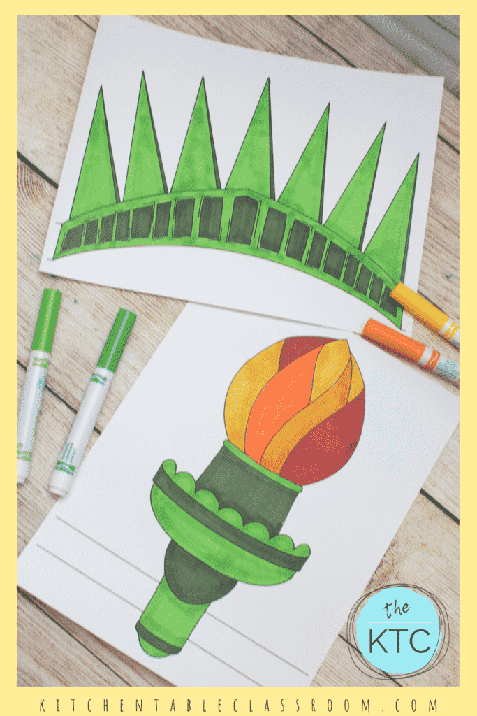 Statue of liberty printable crown and torch