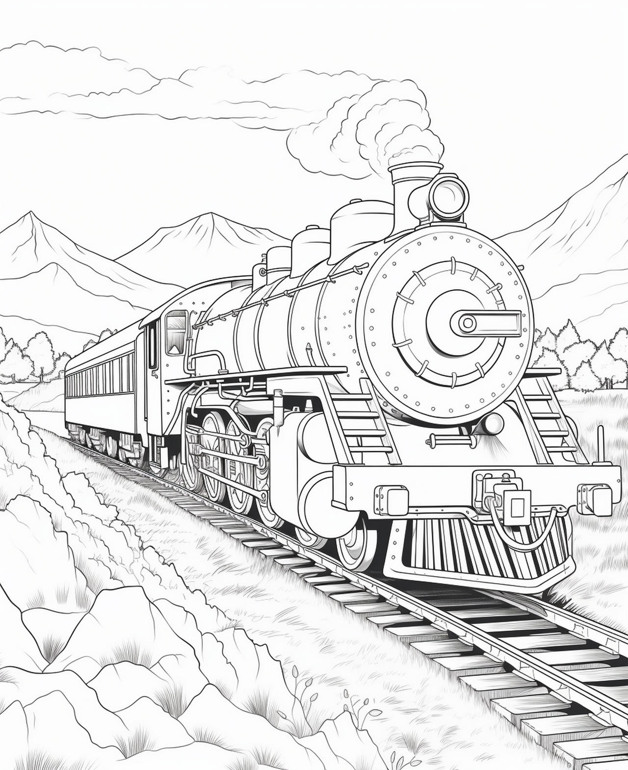 Vintage steam lootives coloring pages by coloringbooksart on