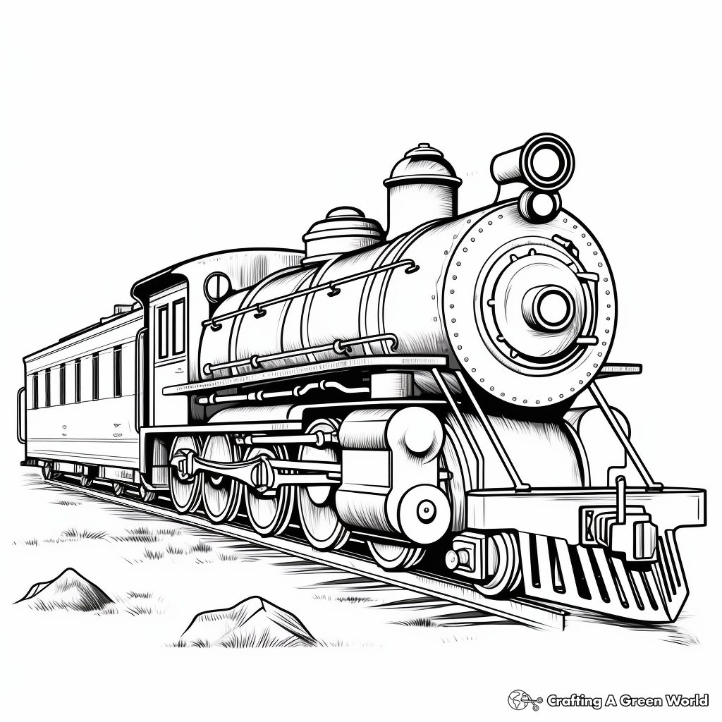 Realistic train coloring pages