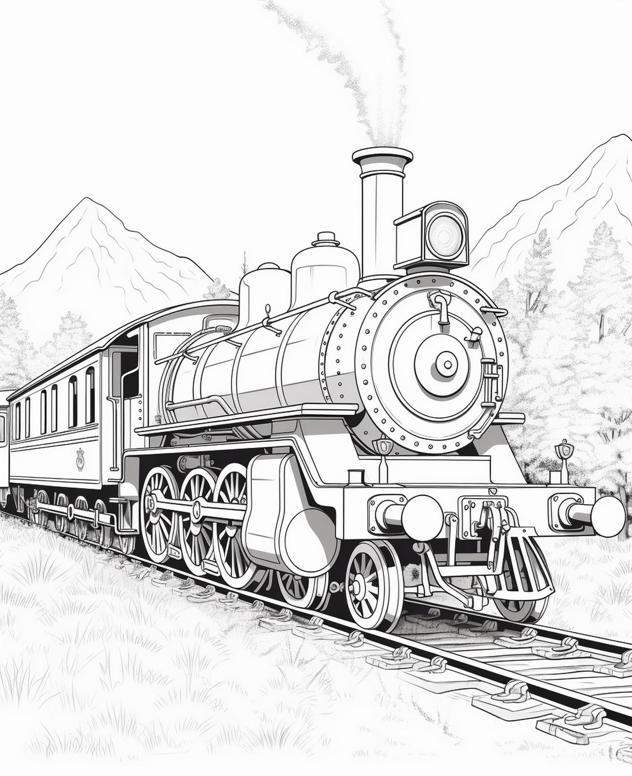 Vintage steam lootives coloring pages by coloringbooksart on