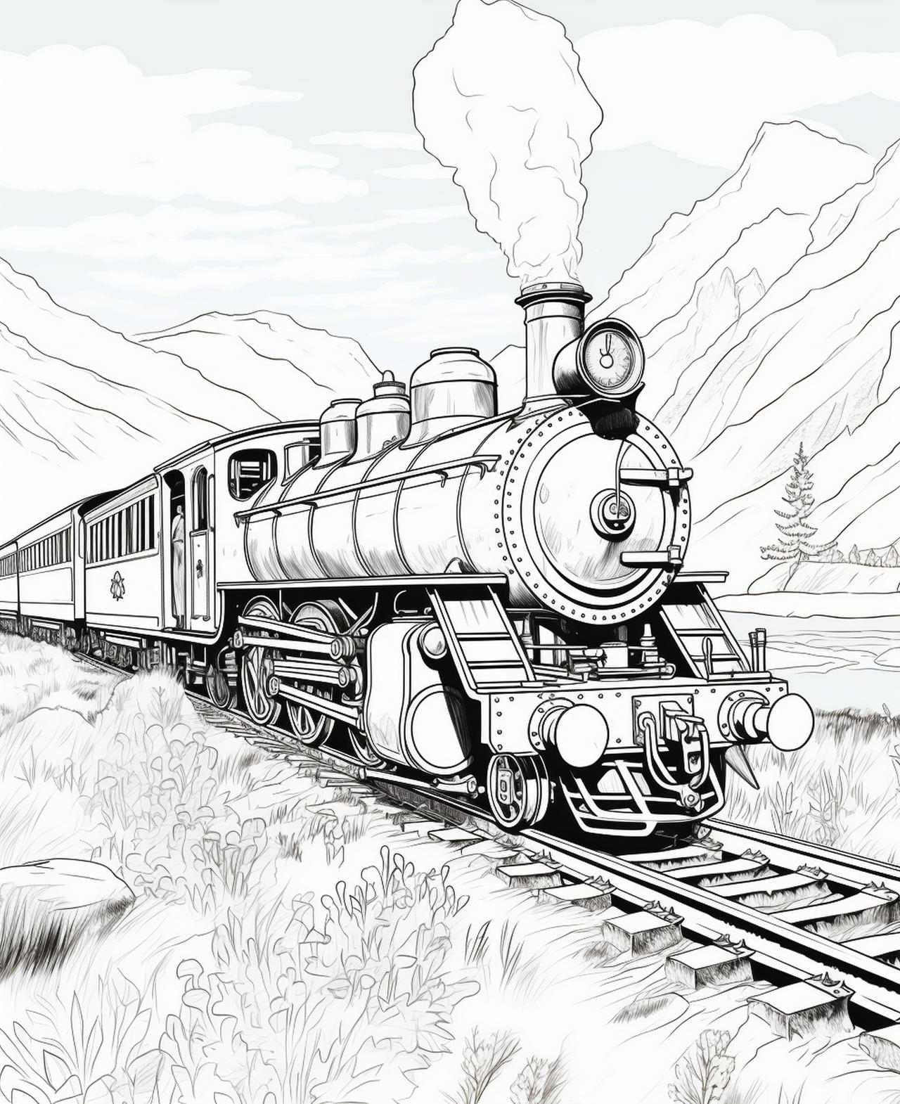 Vintage steam lootives coloring pages by coloringbooksart on