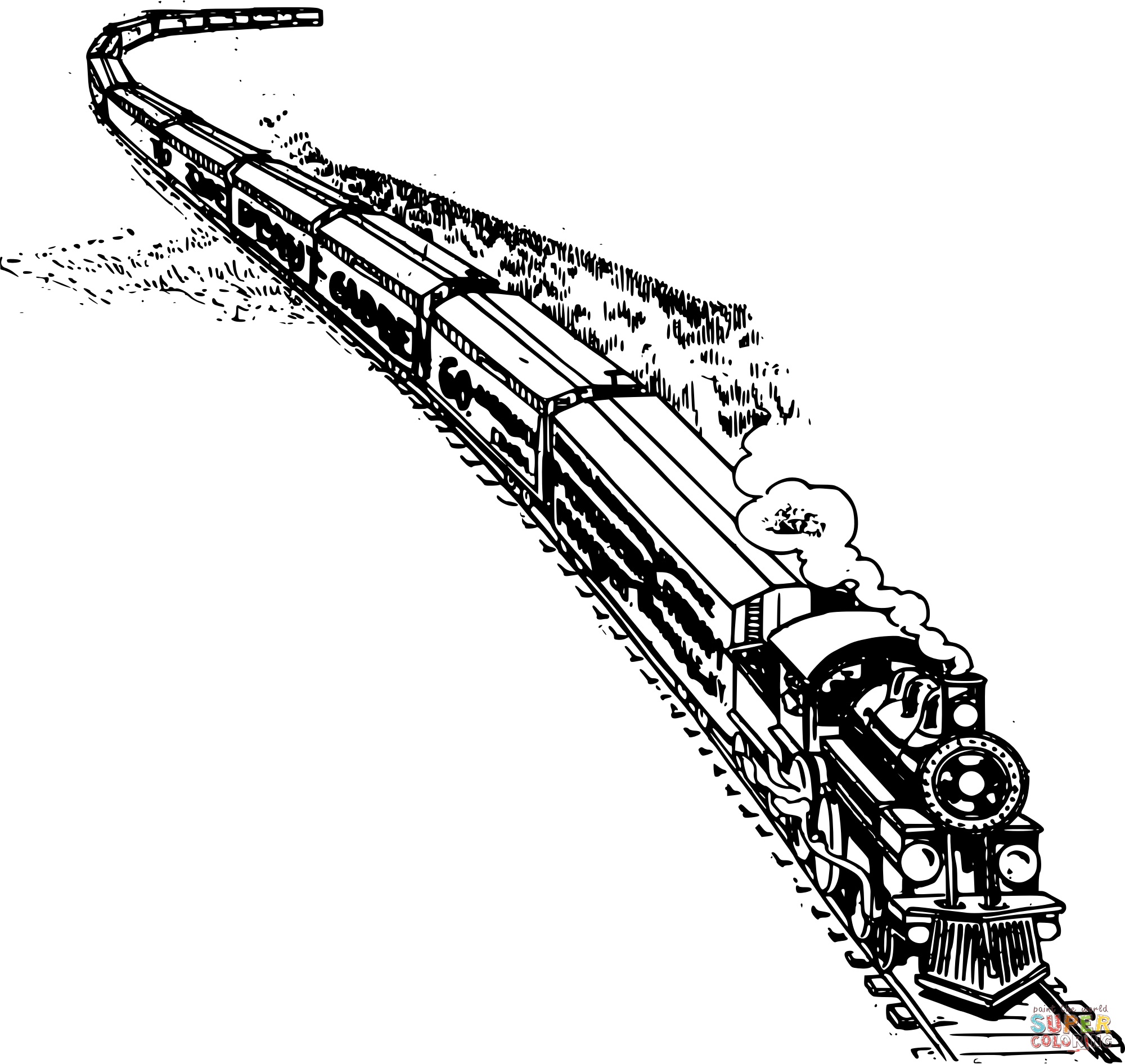 Vintage steam train coloring page free printable coloring pages
