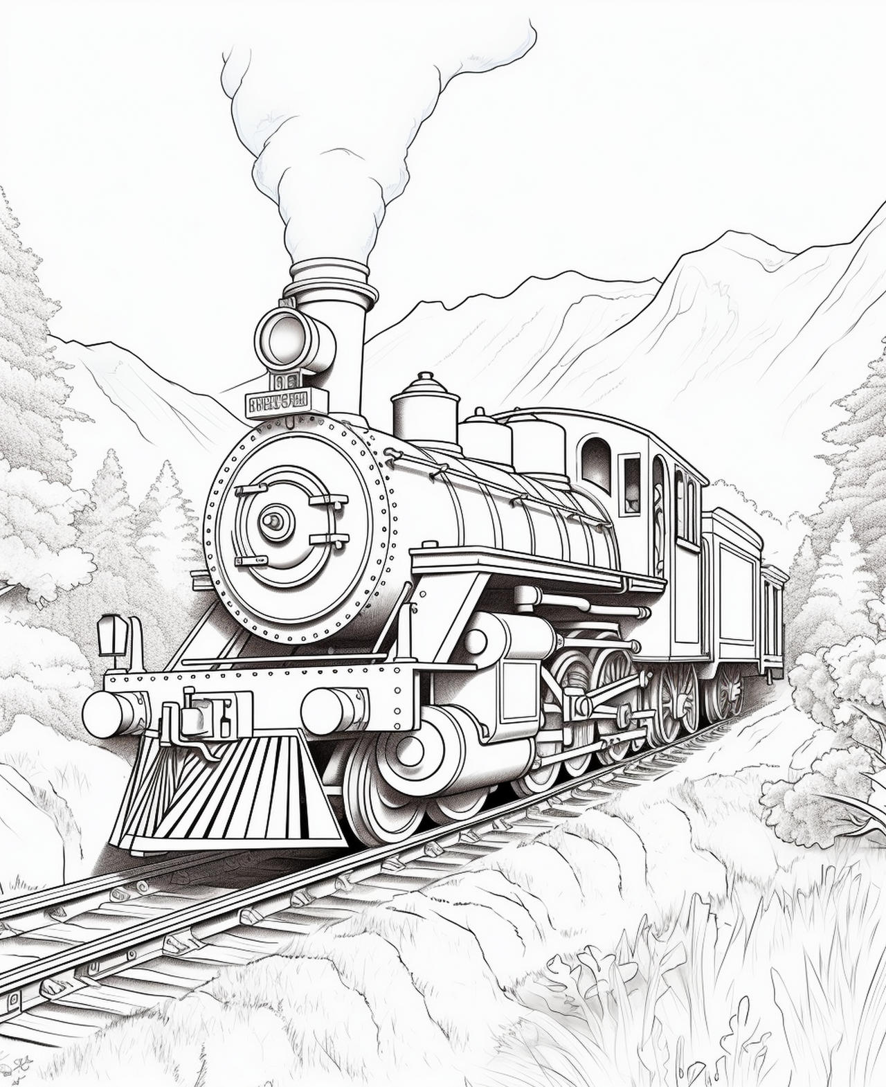 Vintage steam lootives coloring pages by coloringbooksart on
