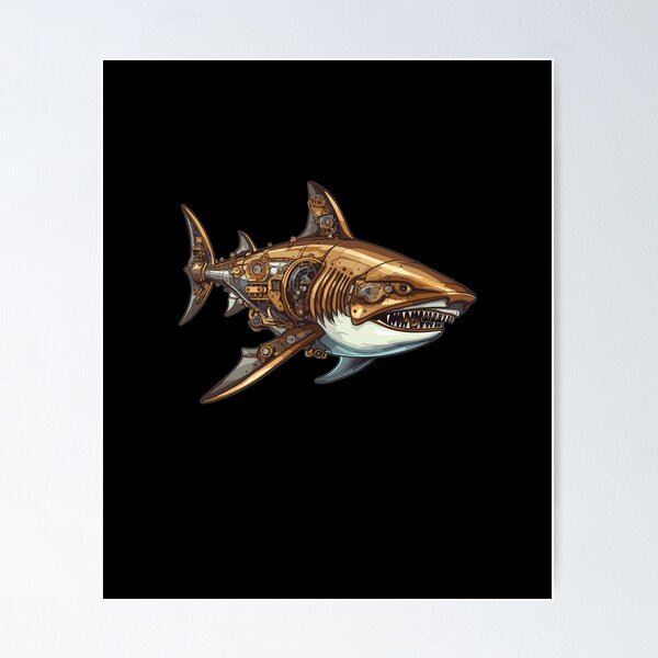 Steampunk shark posters for sale