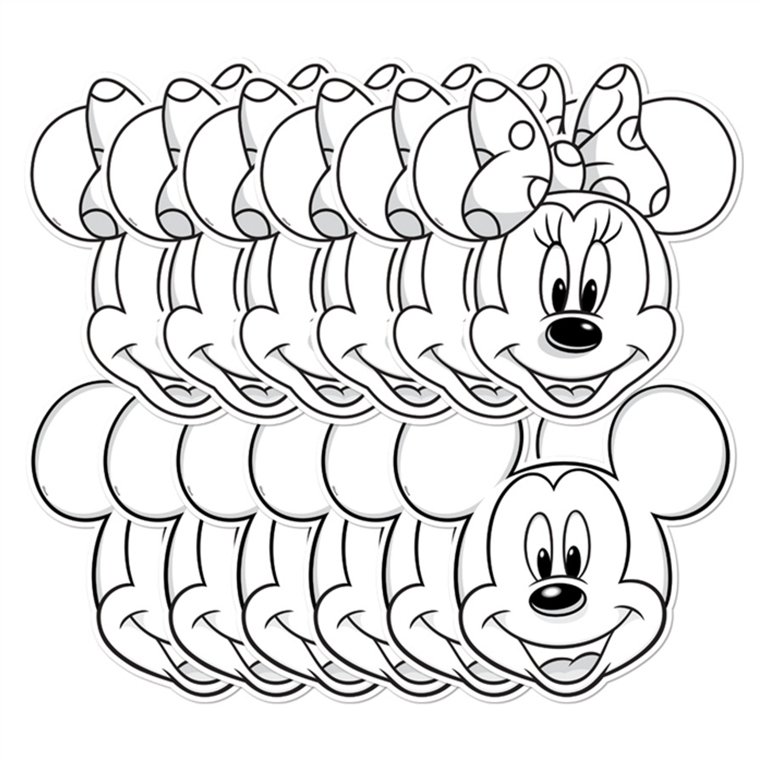 Mickey mouse and minnie mouse colour and keep party face masks