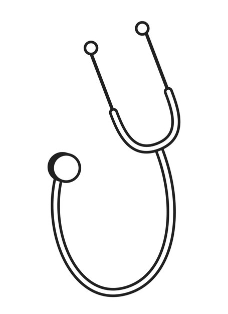 Premium vector doctor stethoscope black and white d cartoon object medicine instrument isolated vector outline item medical examination tool listening to heartbeat monochromatic flat spot illustration