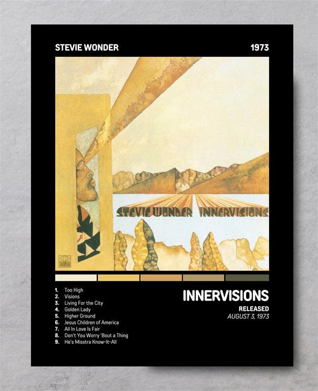 Stevie wonder blues innervisions vintage music album cover wall art po â aesthetic wall decor
