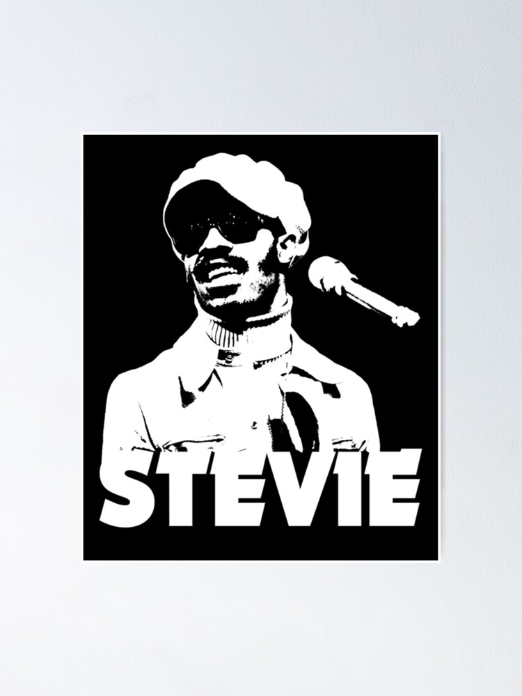 Stevie wonder white stencil poster for sale by ziemesteviewon