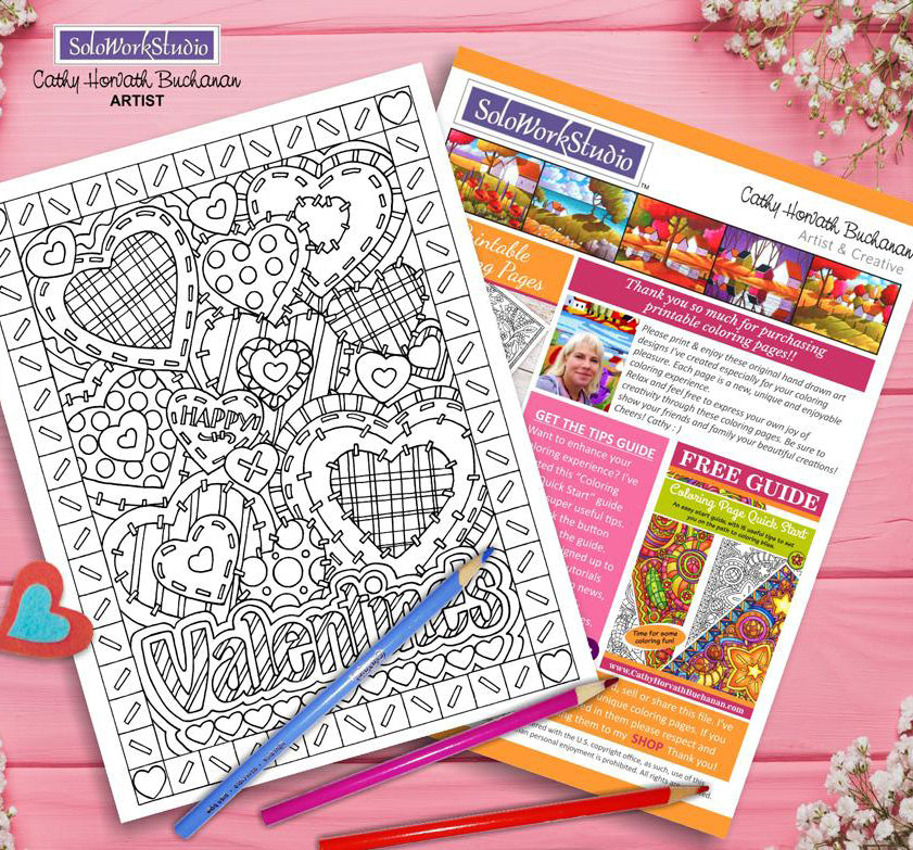 Valentine stitching heart coloring page pdf instant download printable â soloworkstudio