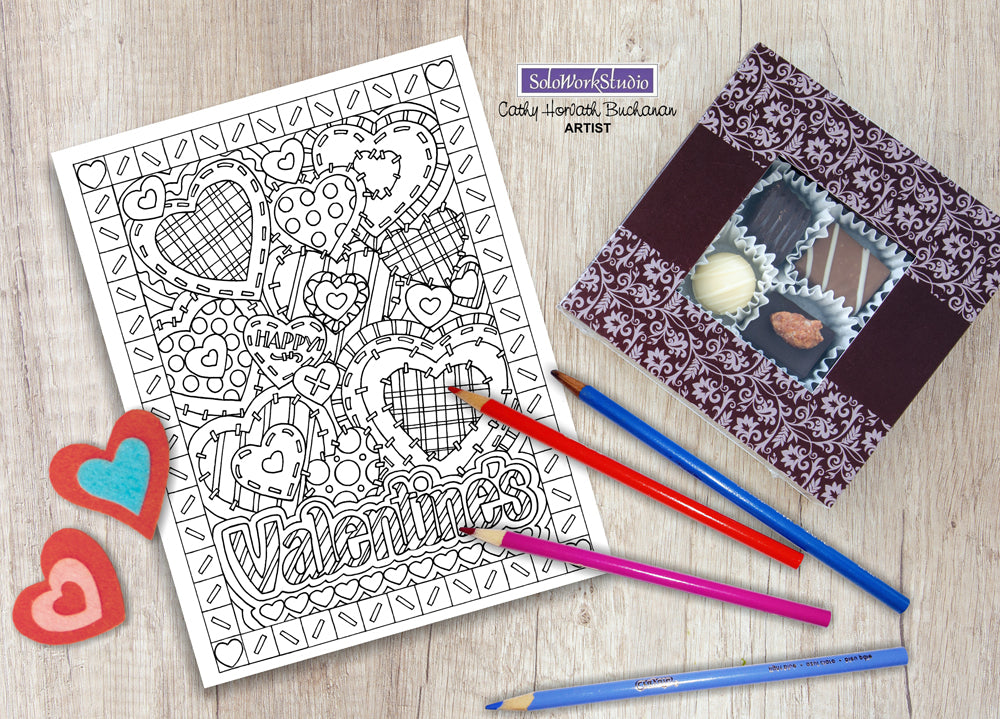 Valentine pack coloring pages romantic pdf instant printable downlo â soloworkstudio