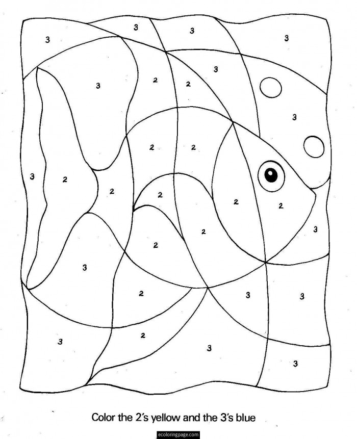 Color by number fish worksheets