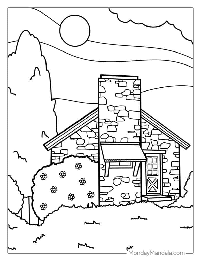 House coloring pages free pdf printables